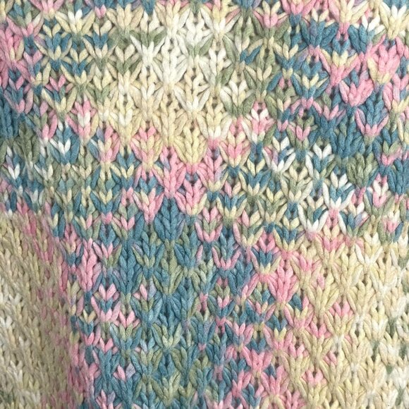 Vintage Womens Chunky Baggy Crochet Pullover Sweater Large Pastel Hipster Comfy - Picture 2 of 9